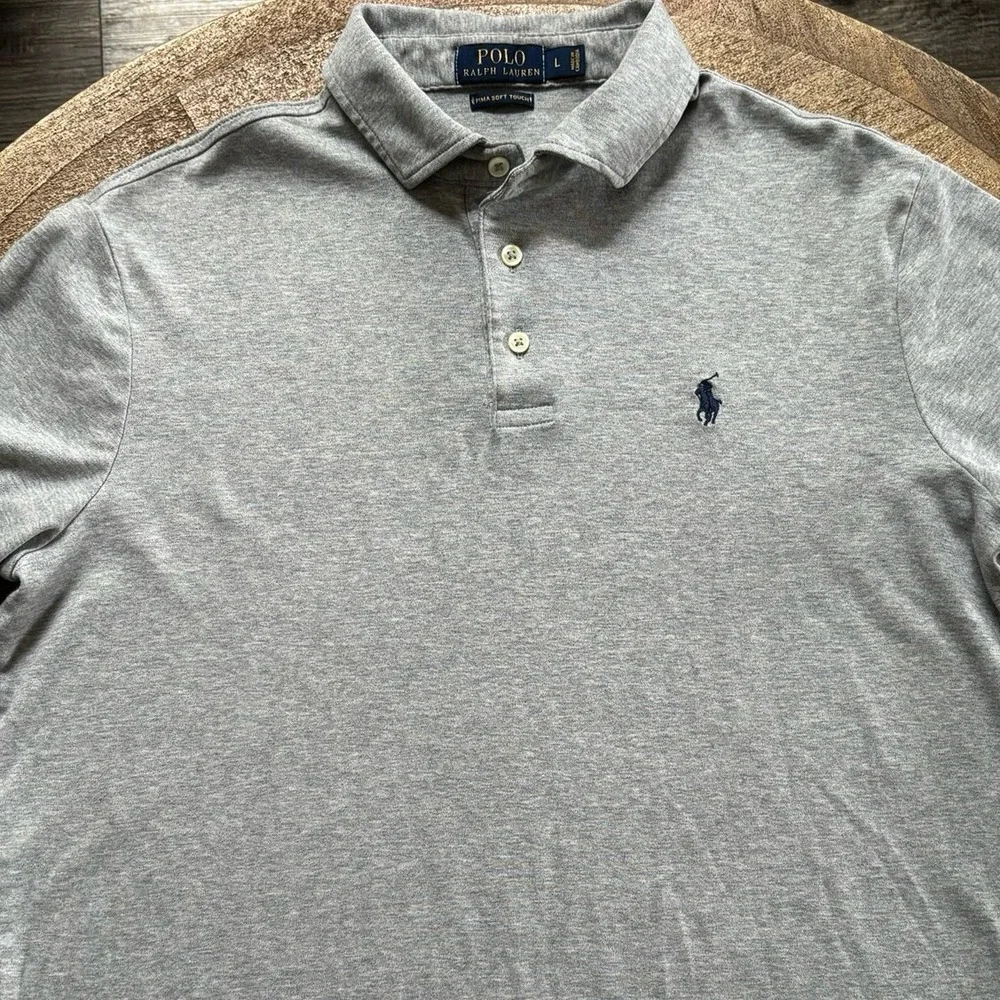 Polo Ralph Lauren Men's Gray Polo collar‎ short sleeve Large Pima Soft Touch